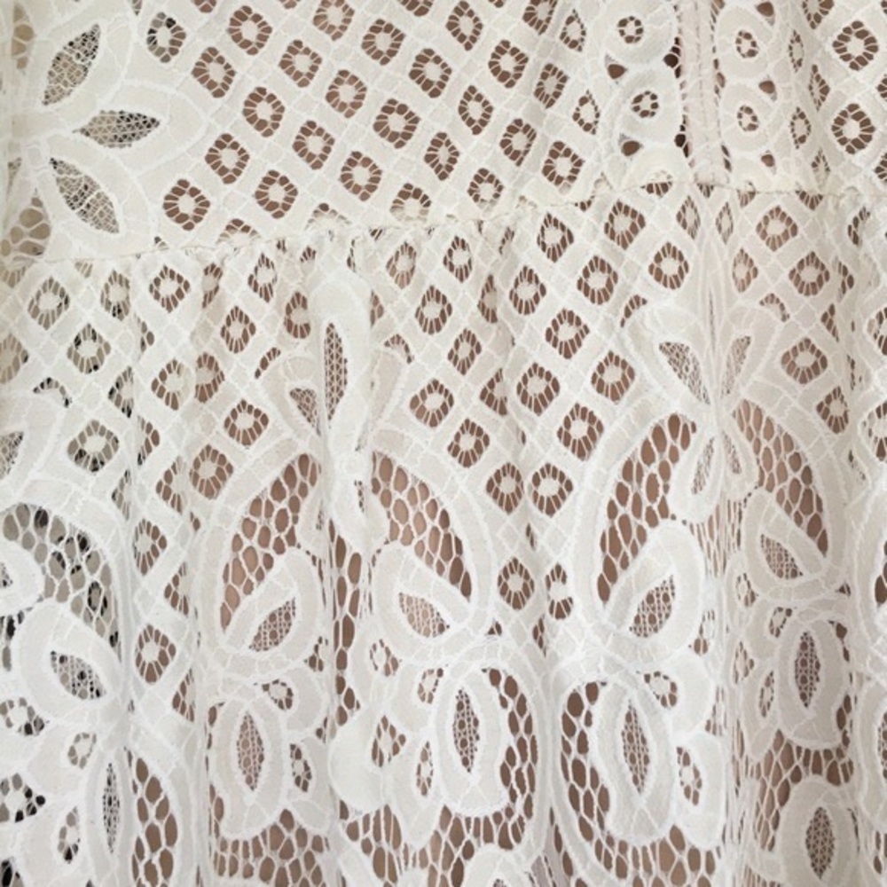 BCBG Laurice Cream / White Floral Florets lace tunic sleeves Embroidery dress - Picture 12 of 14